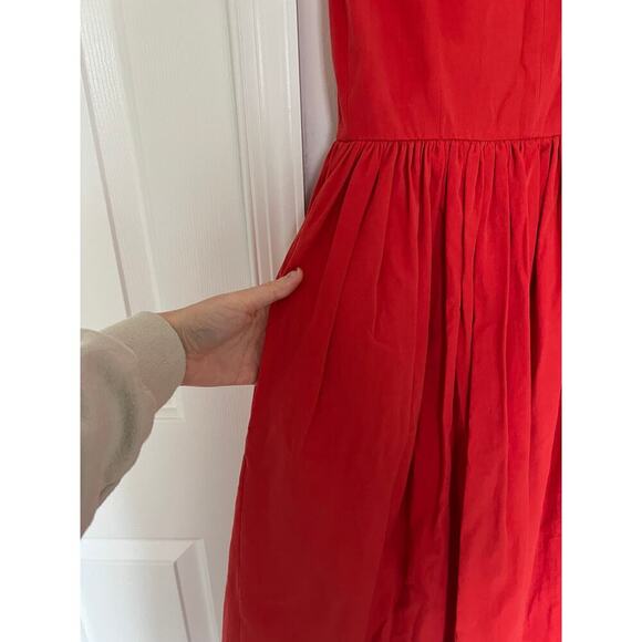 NWT Naya Rea Cherry Red Bow Tie Cottagecore Via Midi Dress $350 MSRP - Picture 8 of 11